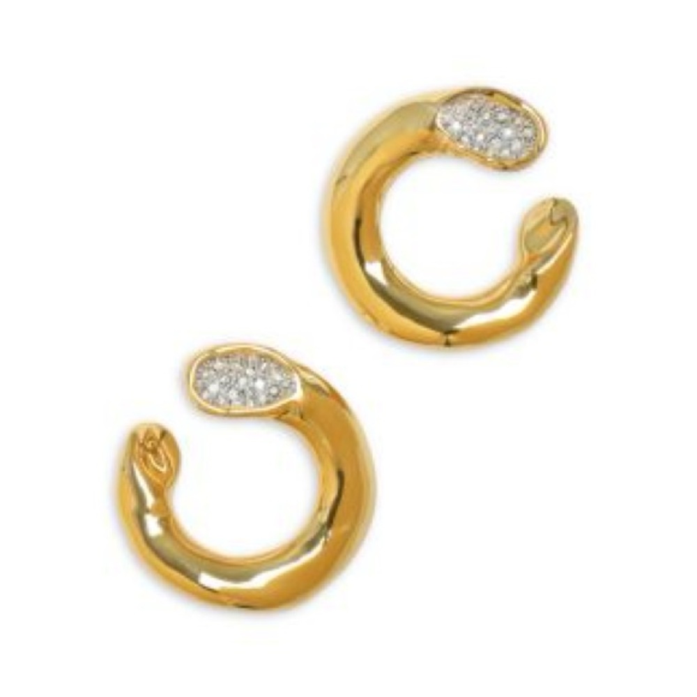 Alexis Bittar Solanales Crystal Frontal Hoop Gold Earrings
